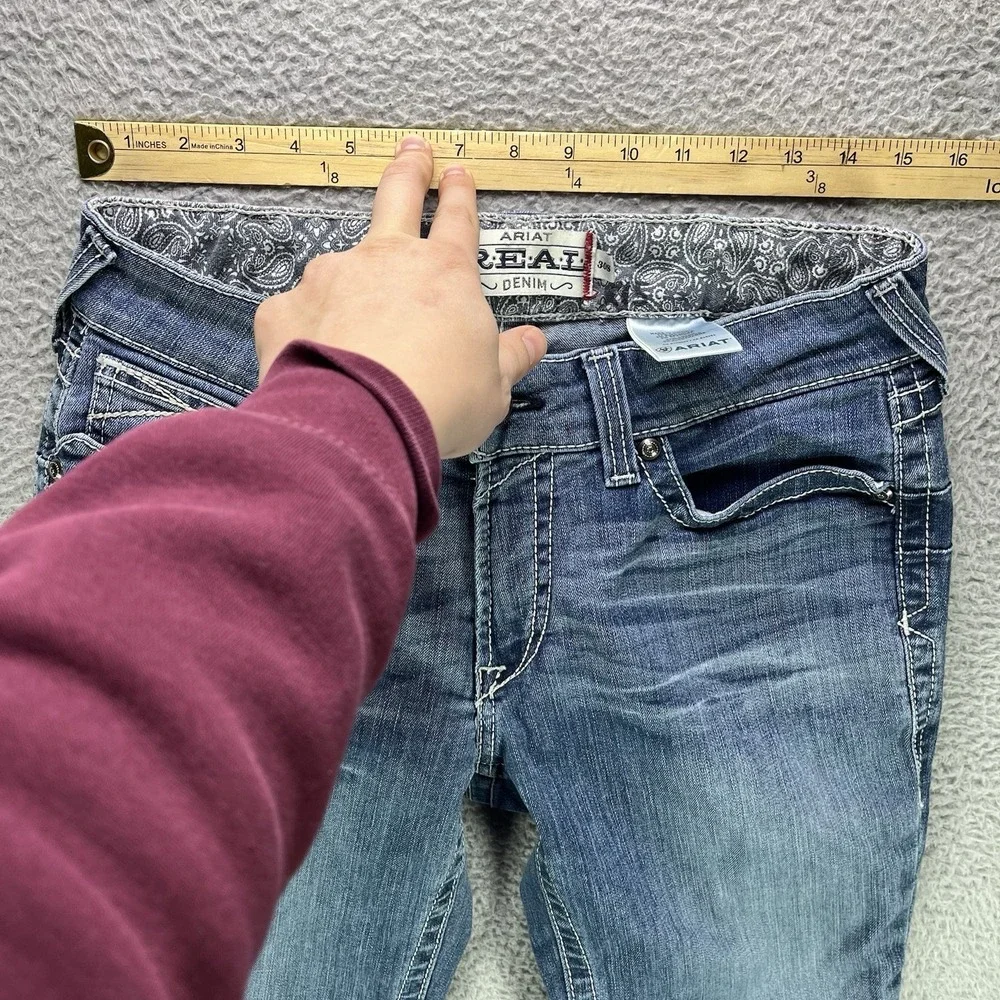 Ariat REAL Jeans Womens 30x30 Blue Performance Stretch Straight Leg Mid Rise 30S - Picture 10 of 16